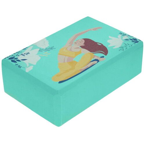 Yoga block Sangh Flowers, 23x15x8 cm, turquoise color