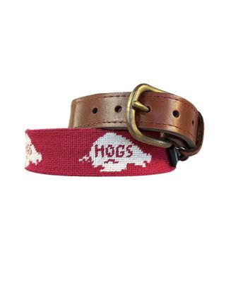 Arkansas Hogs Needlepoint Belt 