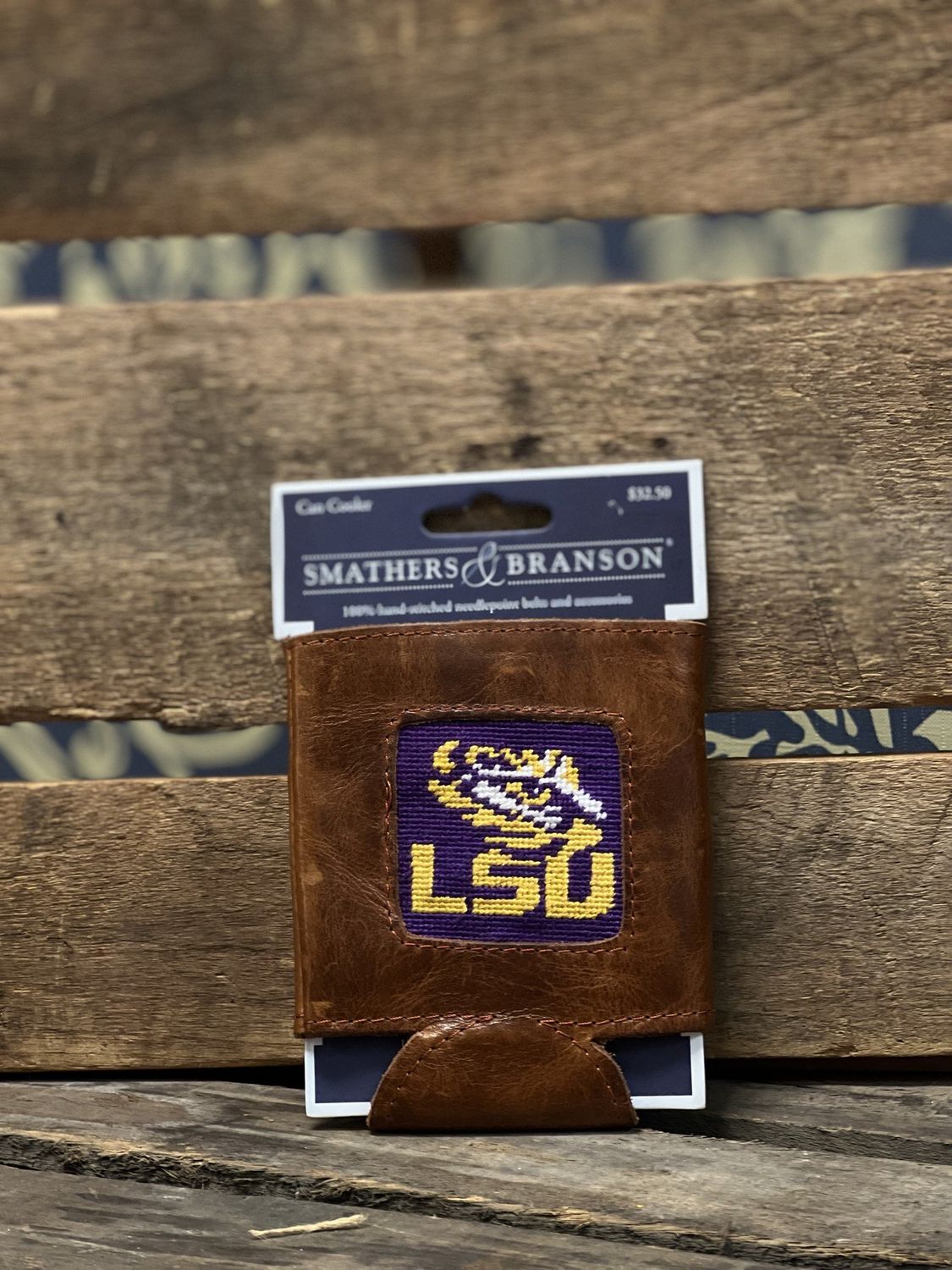 LSU Needlepoint Can Cooler