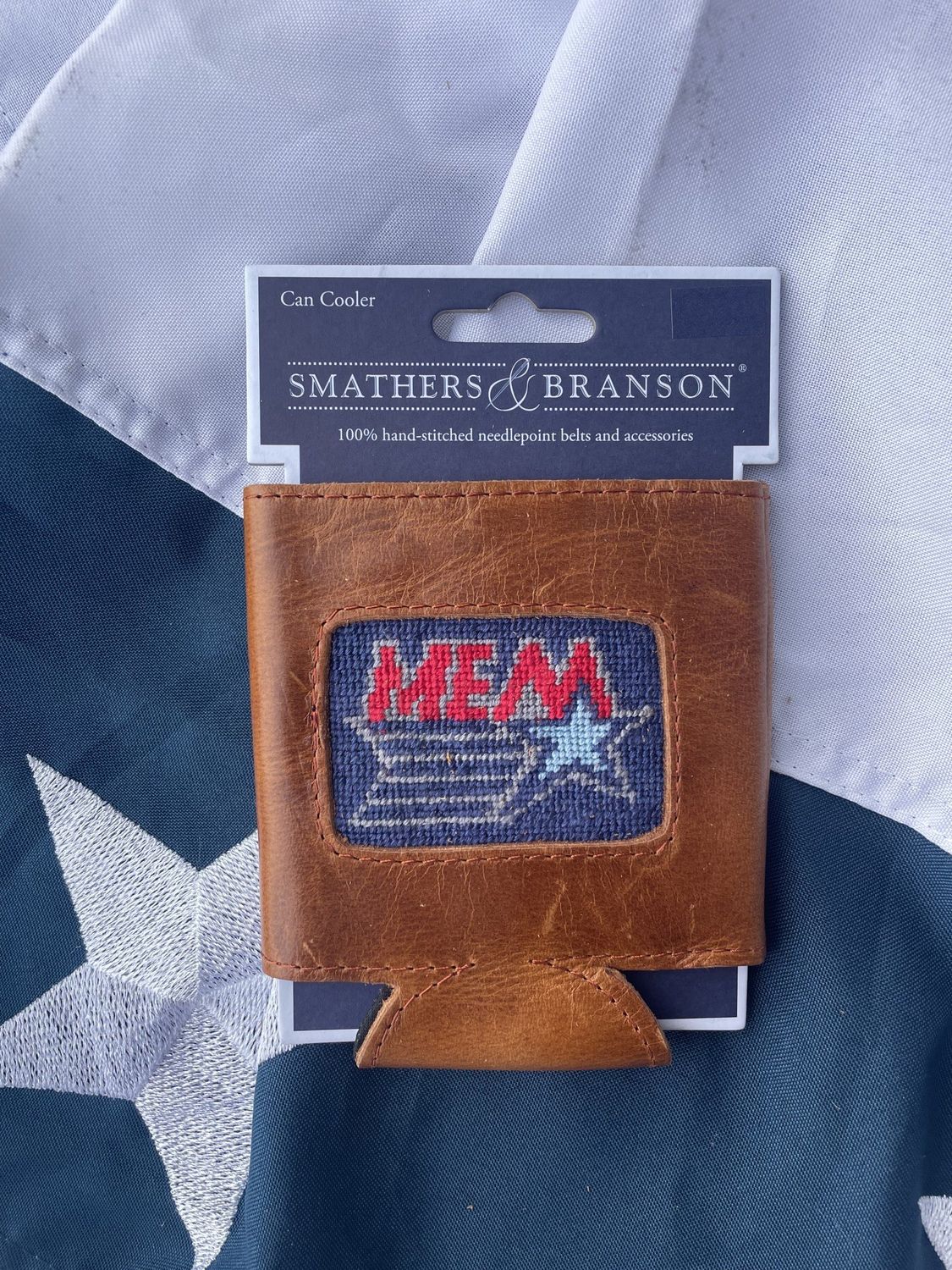 MEM Star Needlepoint Can Cooler