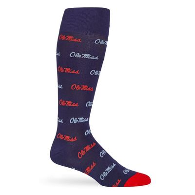 Ole Miss Navy Script Dress Sock