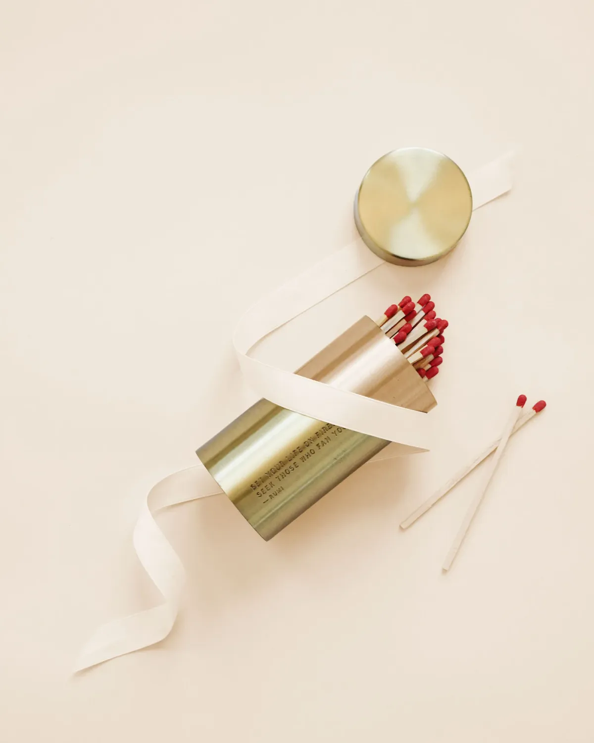 Engraved Large Brass Match Canister and Striker