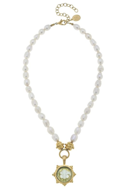 Venetian Fleur de Lis  Freshwater Pearl Necklace
