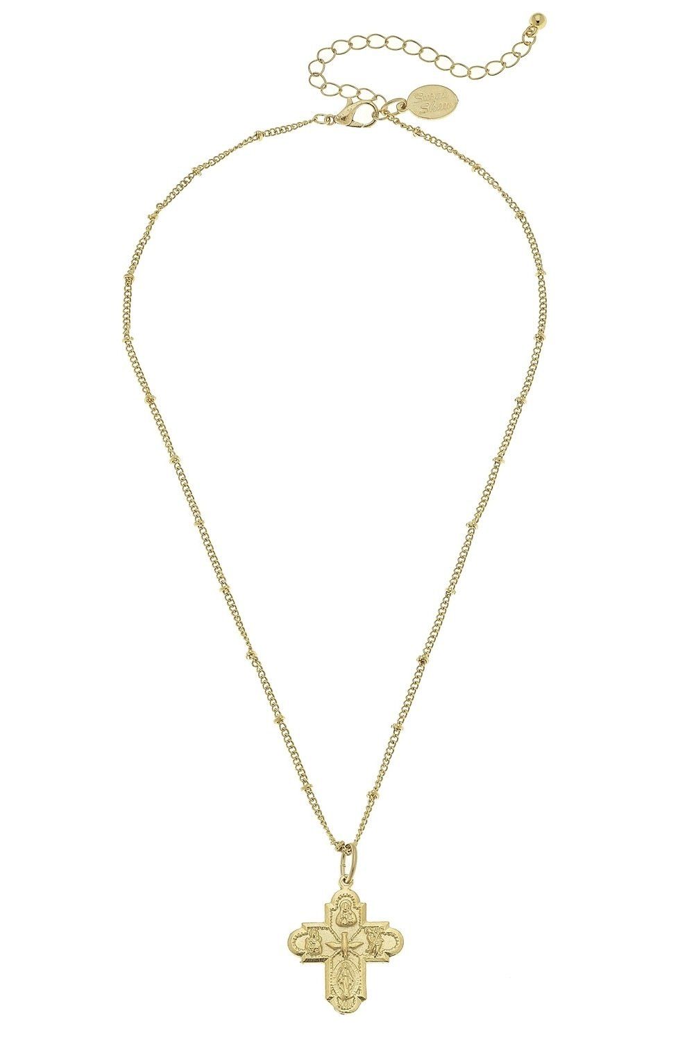 Gold Cross on Gold Chain Necklace