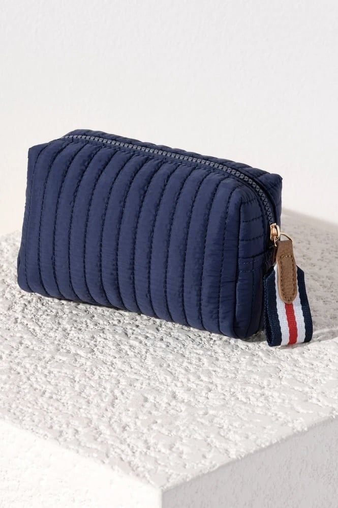 Ezra Small Boxy Cosmetic Pouch , Color: Navy