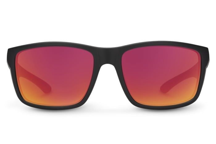 Mayor Polarized Sunglasses, Color: Matte Black/Red Mirror