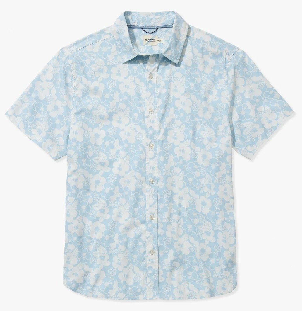 The SS Windward Shirt , Color: Light Blue Hibiscus, Size: S