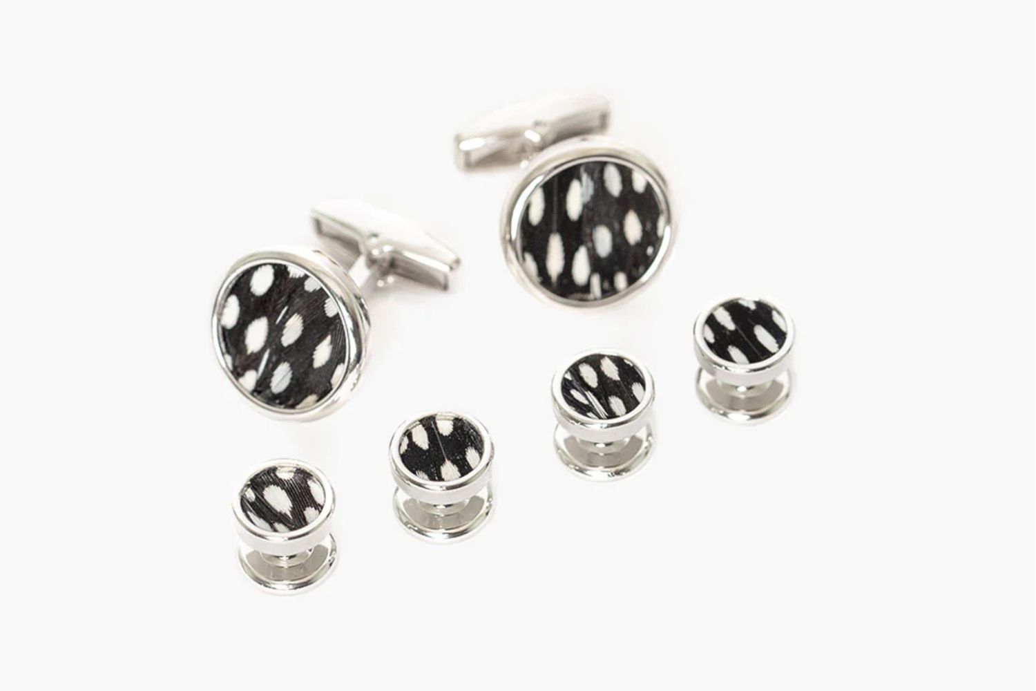 Cufflinks &amp; Studs Set (Rhodium), Color: Bear