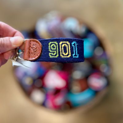 901 Neon Sign Needlepoint Key Fob