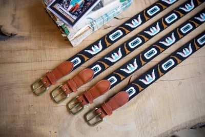 Memphis Aztec Needlepoint Belt