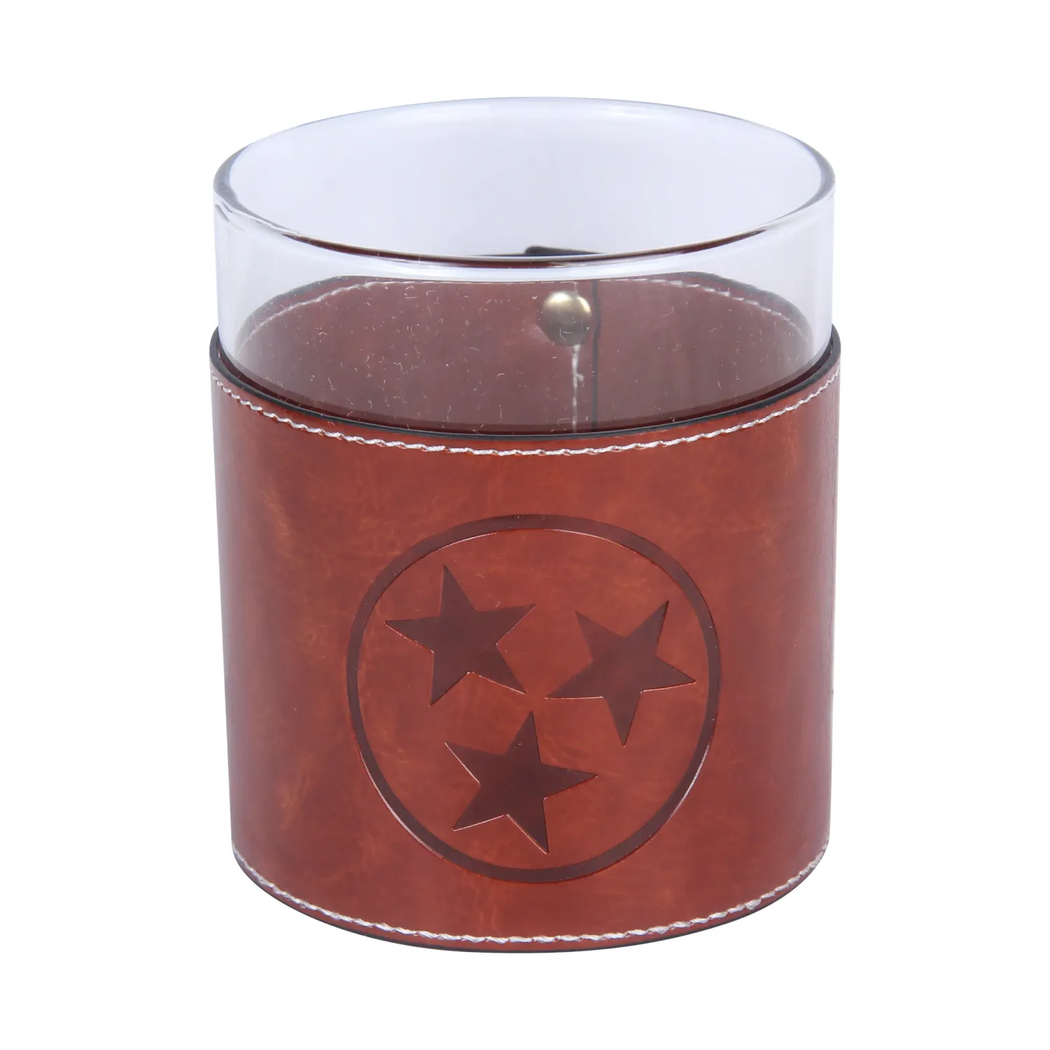 Tennessee Tri-Star Leather Rocks Glass