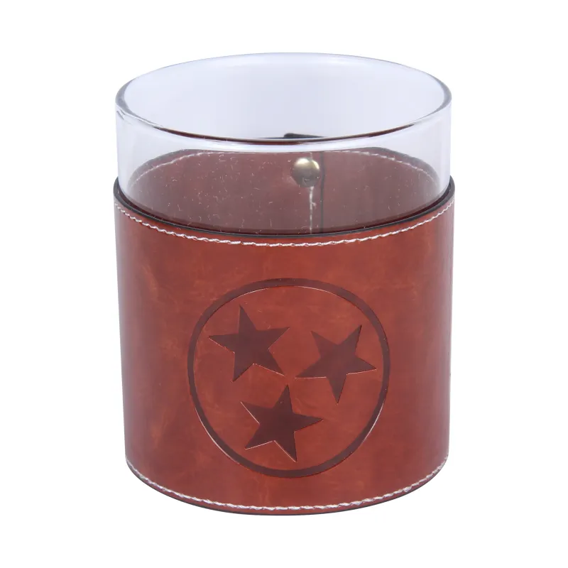 Tennessee Tri-Star Leather Rocks Glass