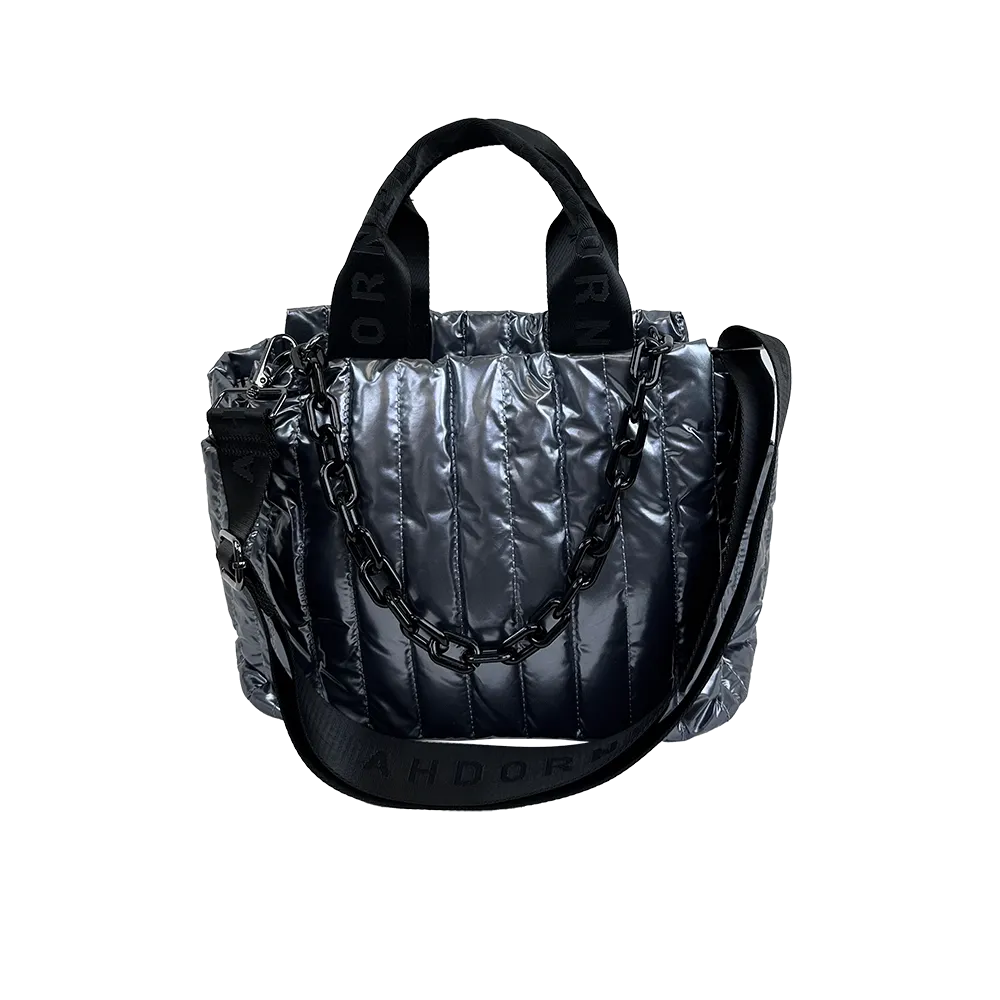 Rosie Quilted Tote Resin Chain, Color: Pewter