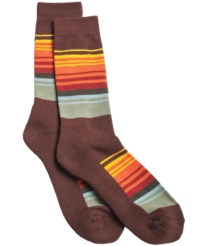 Great Smokey Mountains Stripe Crew Brown