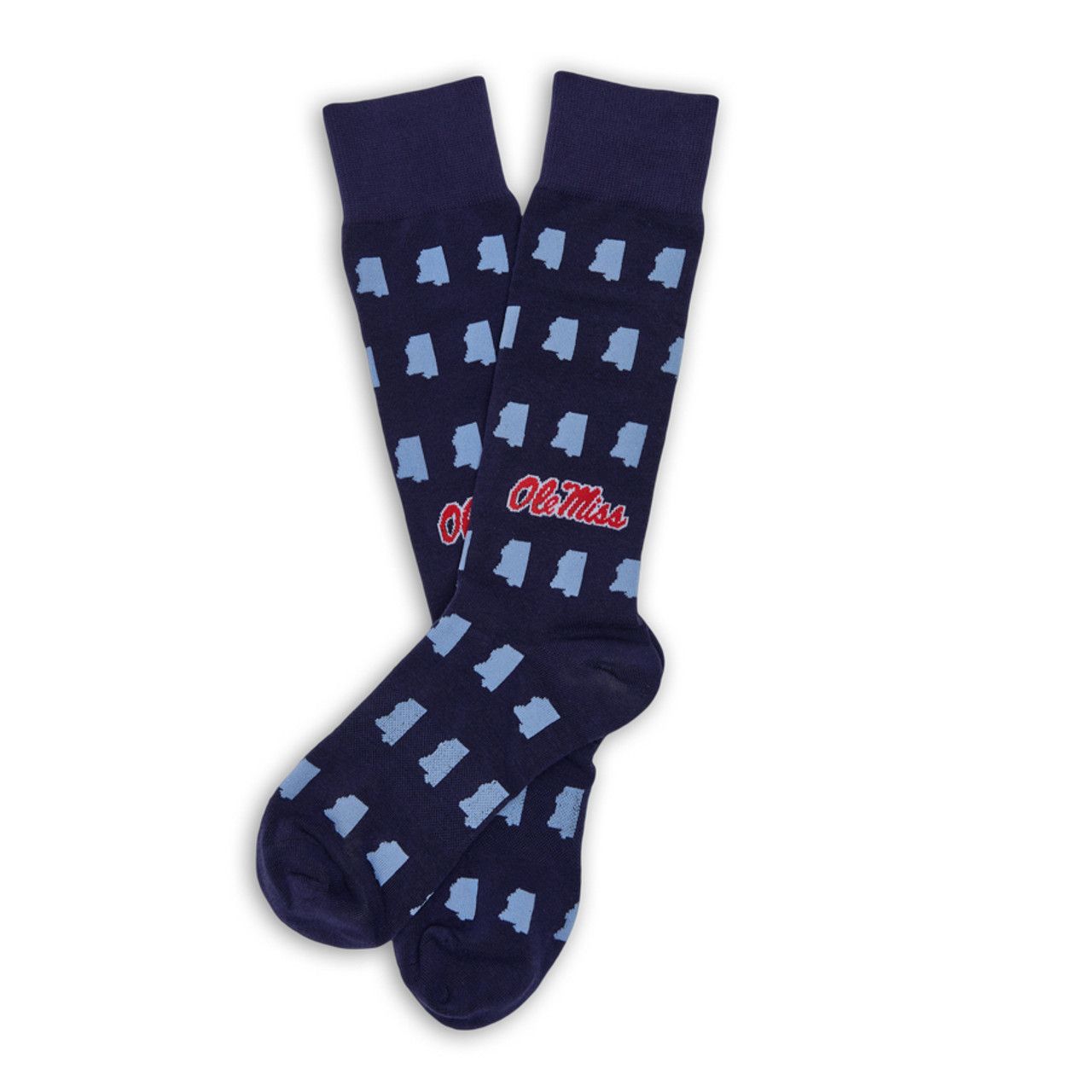 Ole Miss Navy State Dress Sock