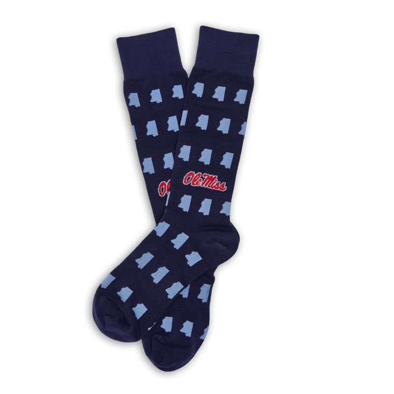 Ole Miss Navy State Dress Sock