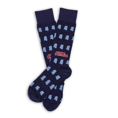 Ole Miss Navy State Dress Sock