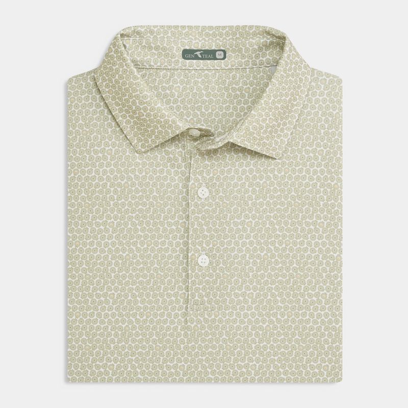 Green Reels Printed Performance Polo