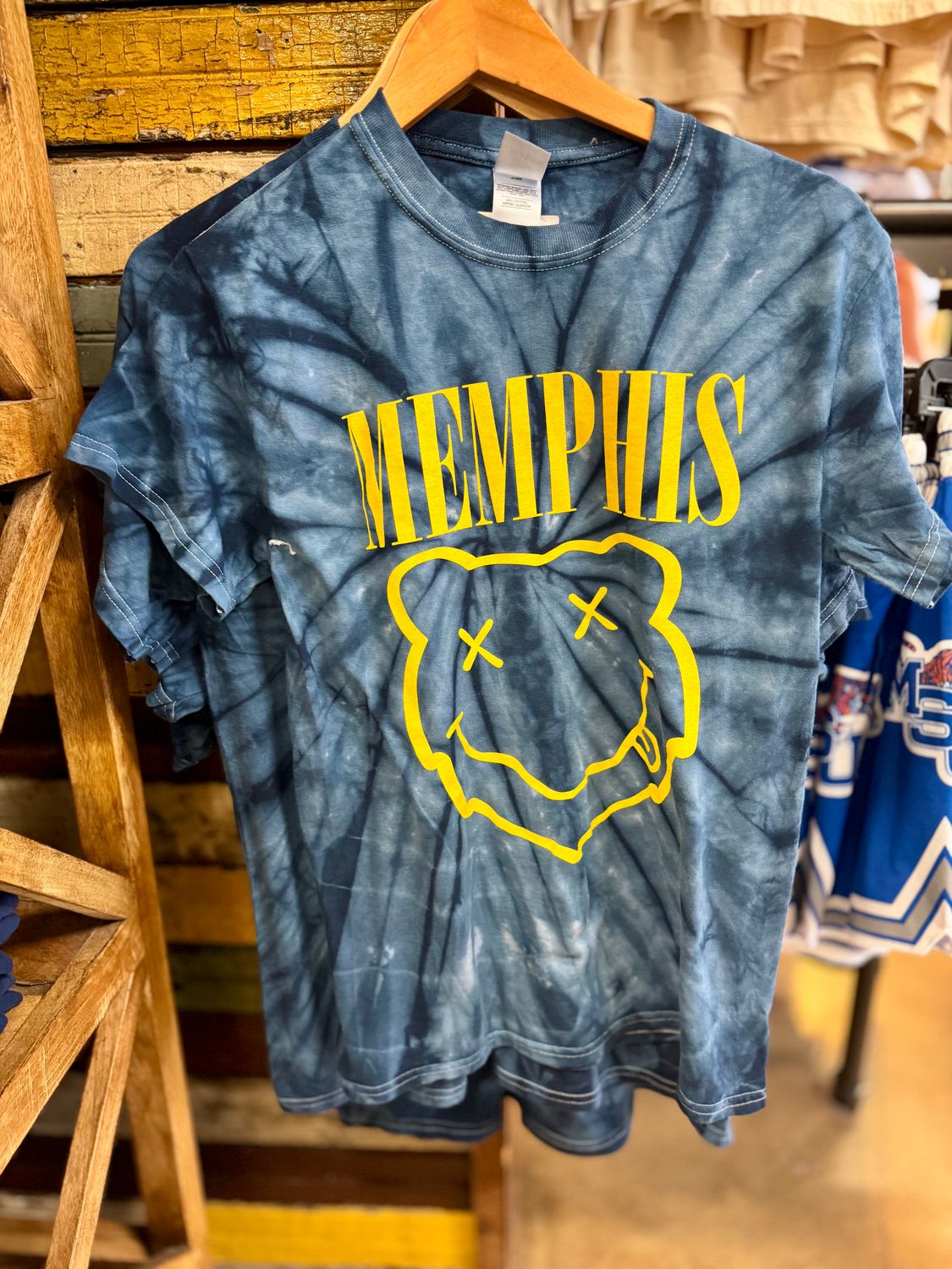 Grizz Smiley Face  Tie-Dye Tee, Color: Navy, Size: S
