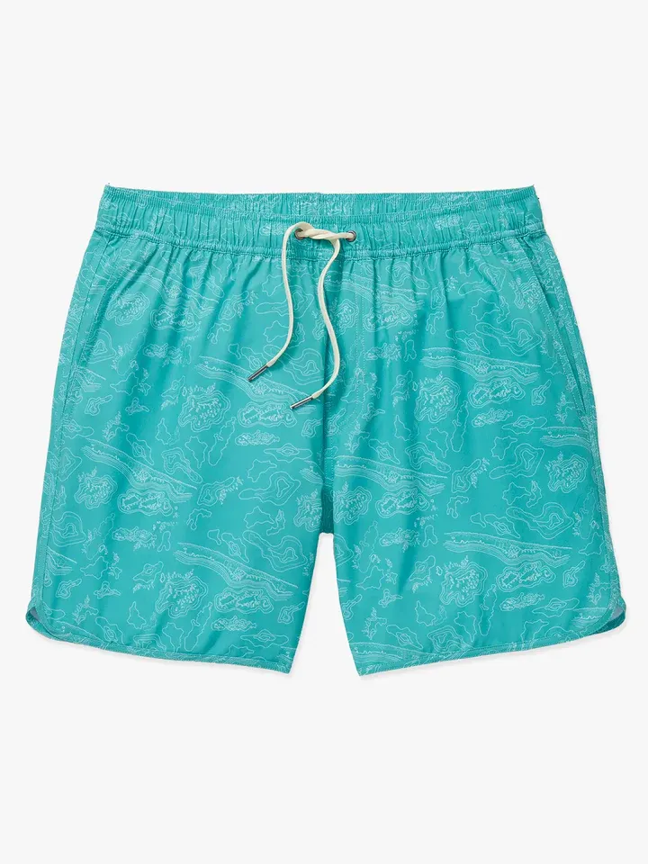 Anchor Short 6&quot;, Color: Aqua Topographic, Size: S