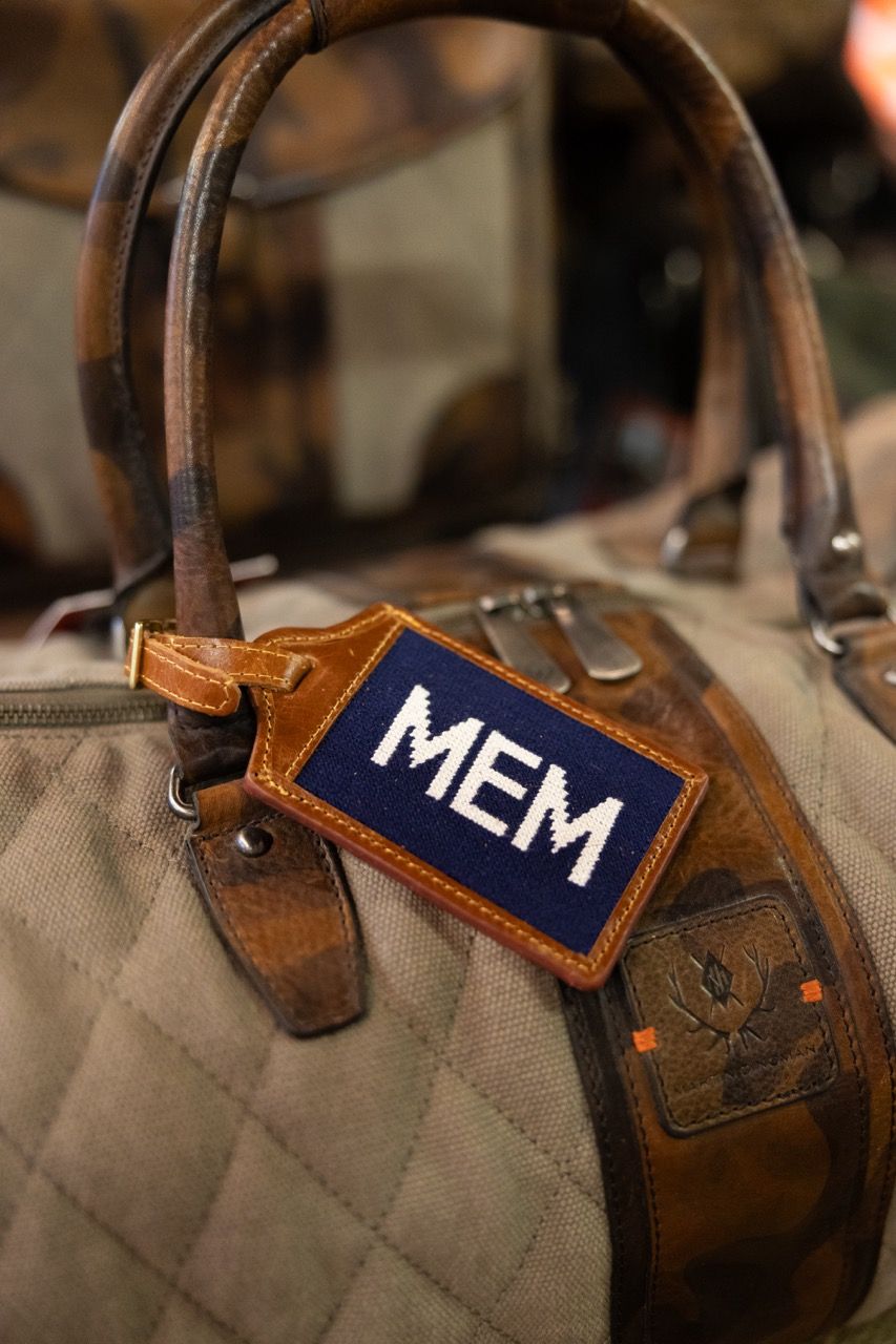 MEM Needlepoint Luggage Tag