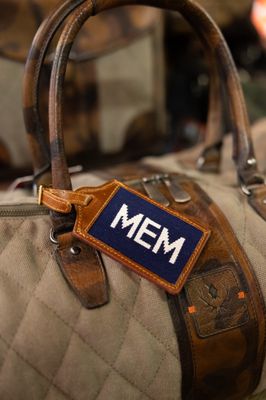 MEM Needlepoint Luggage Tag