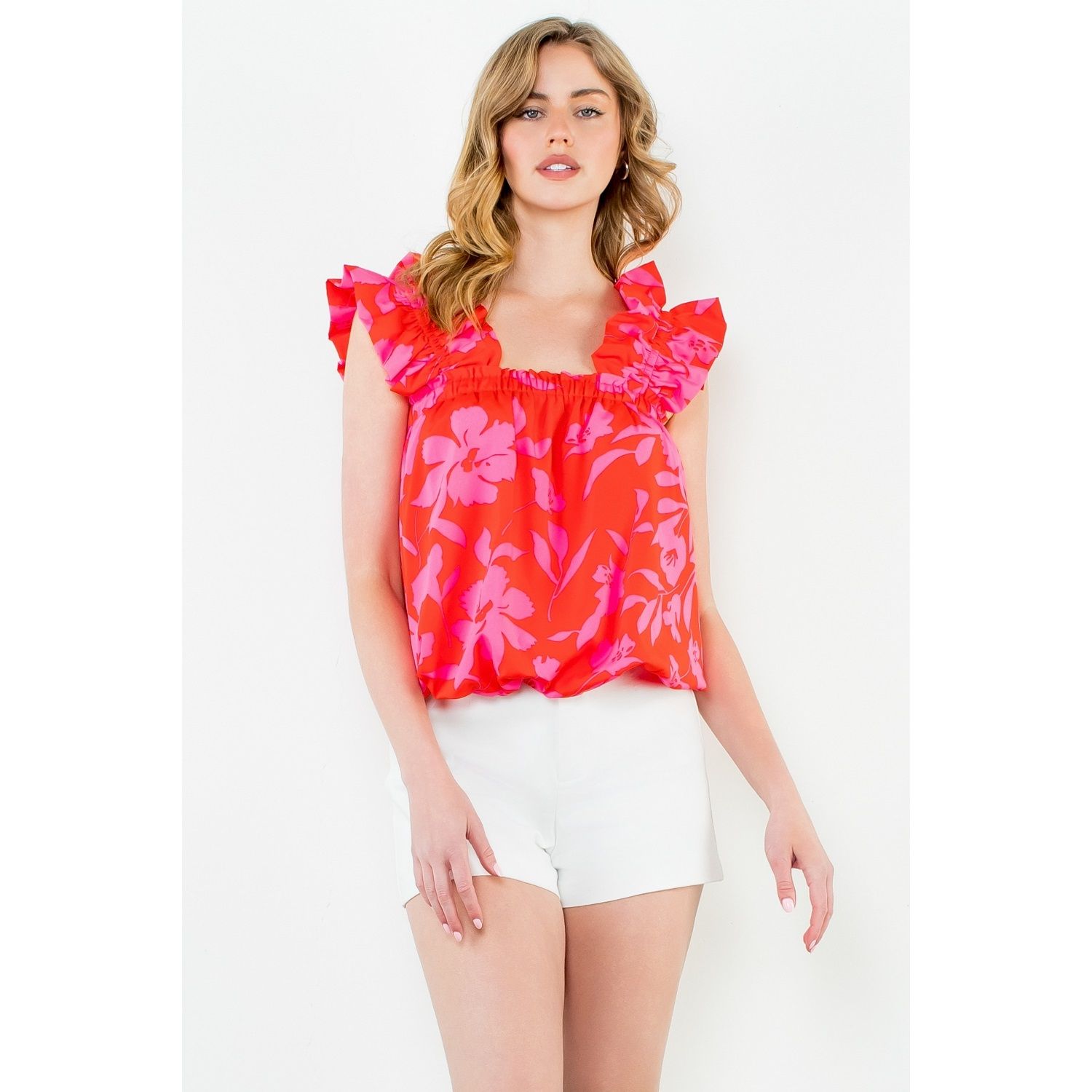 Floral Print Ruffle Top