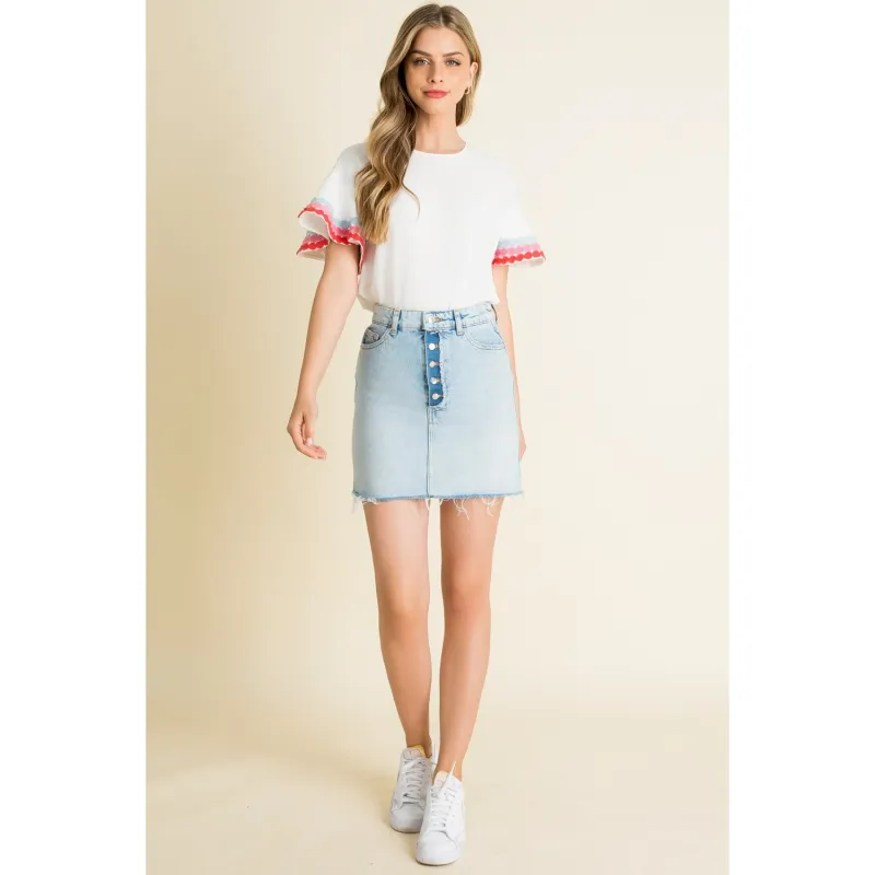 Flutter Sleeve Top White