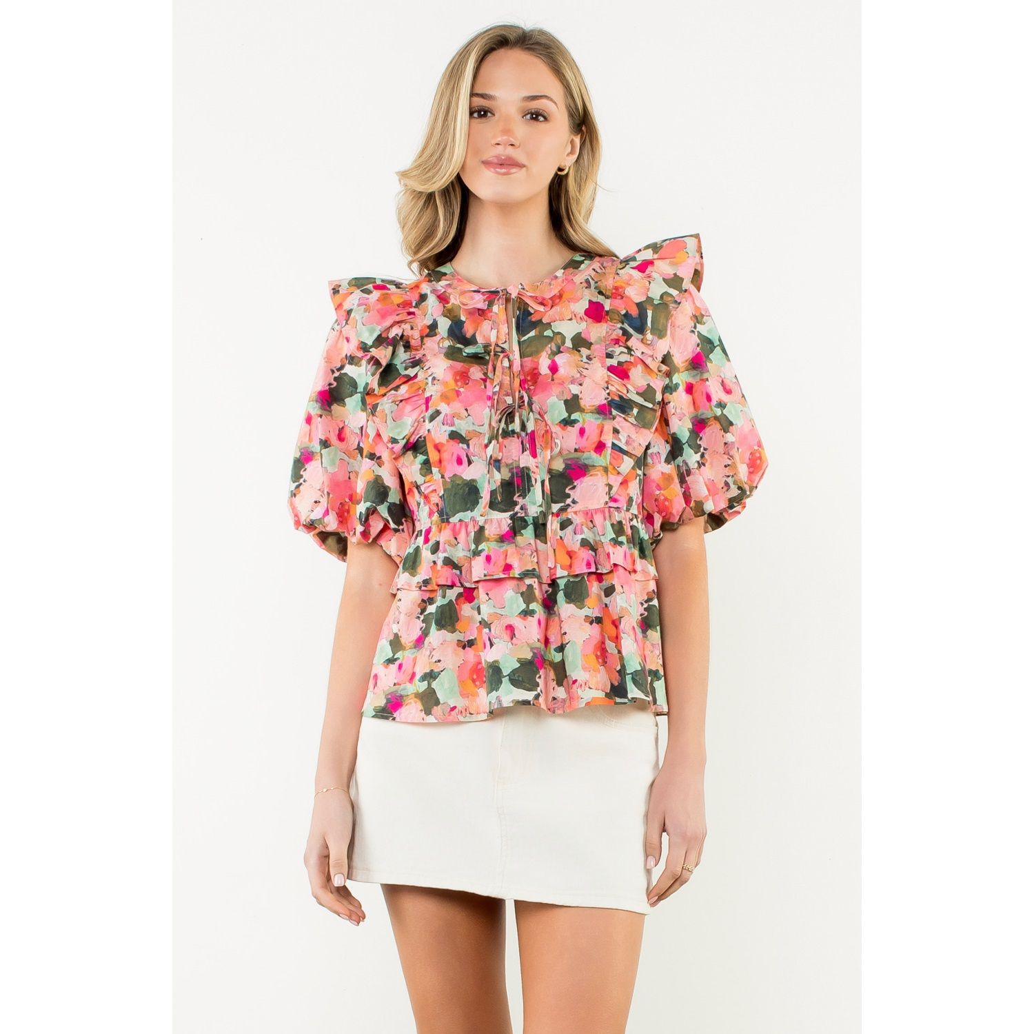 Suzanne Tie Neck Floral Top