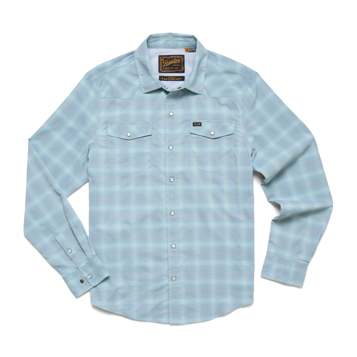 H Bar B Tech Longsleeve, Size: M, Color: Kent Plaid : Iron Blue