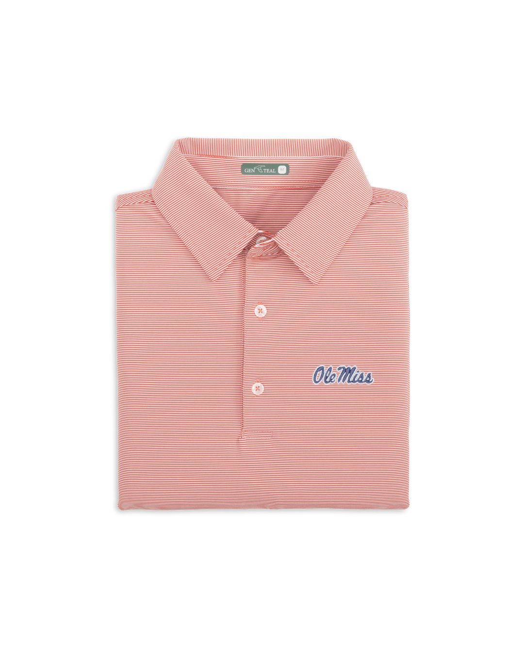 Ole Miss Script Curry Pinstripe Polo