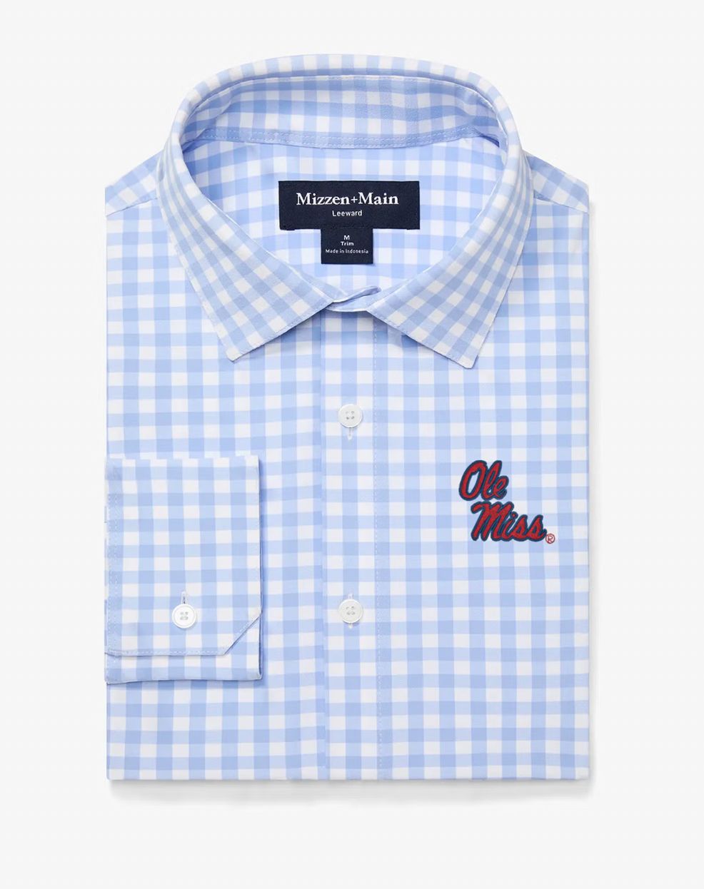 Ole Miss Leeward LS, Size: Trim M, Color: Light Blue Gingham