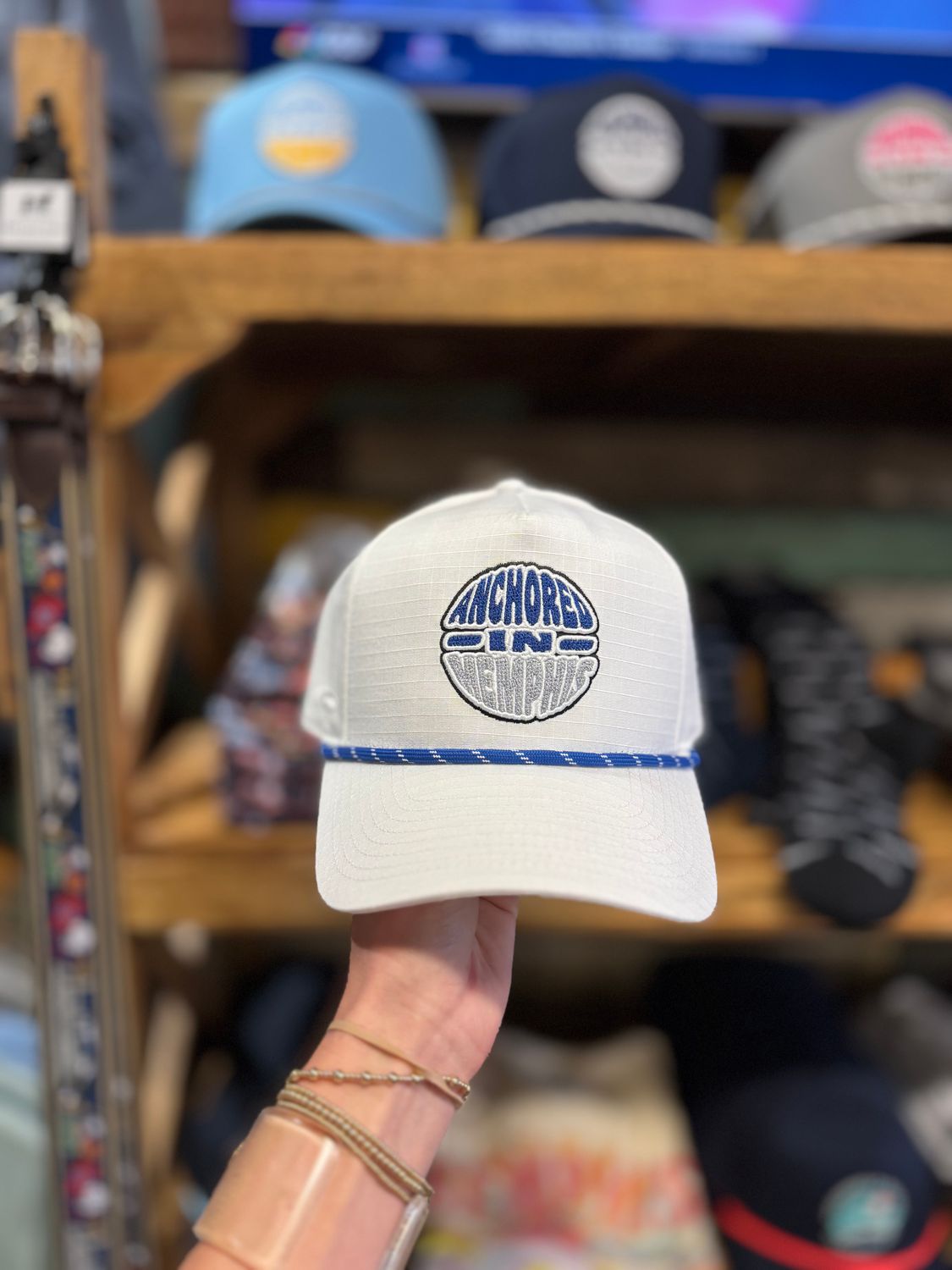 Anchored in Memphis Canvas Hat, Color: White