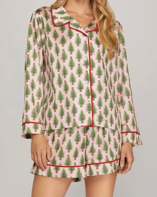 Christmas Tree Print PJ Set