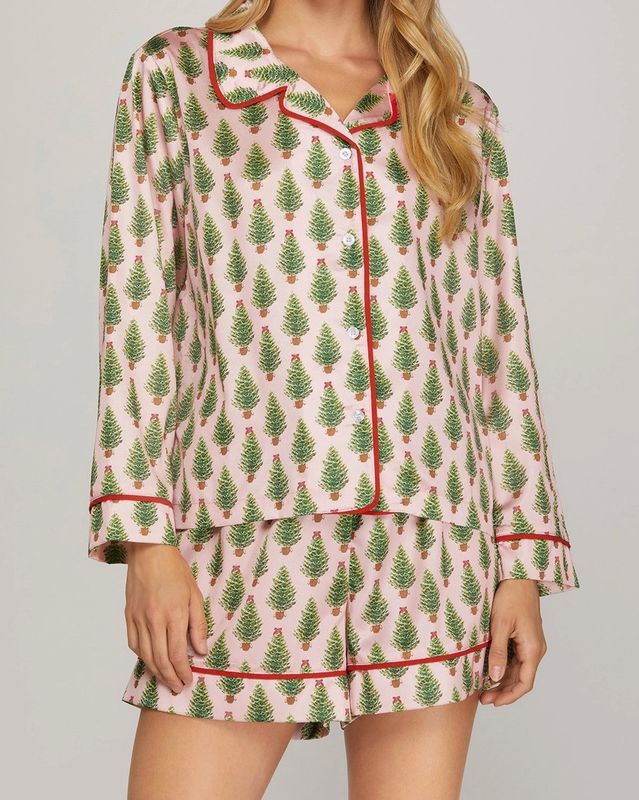 Christmas Tree Print PJ Set