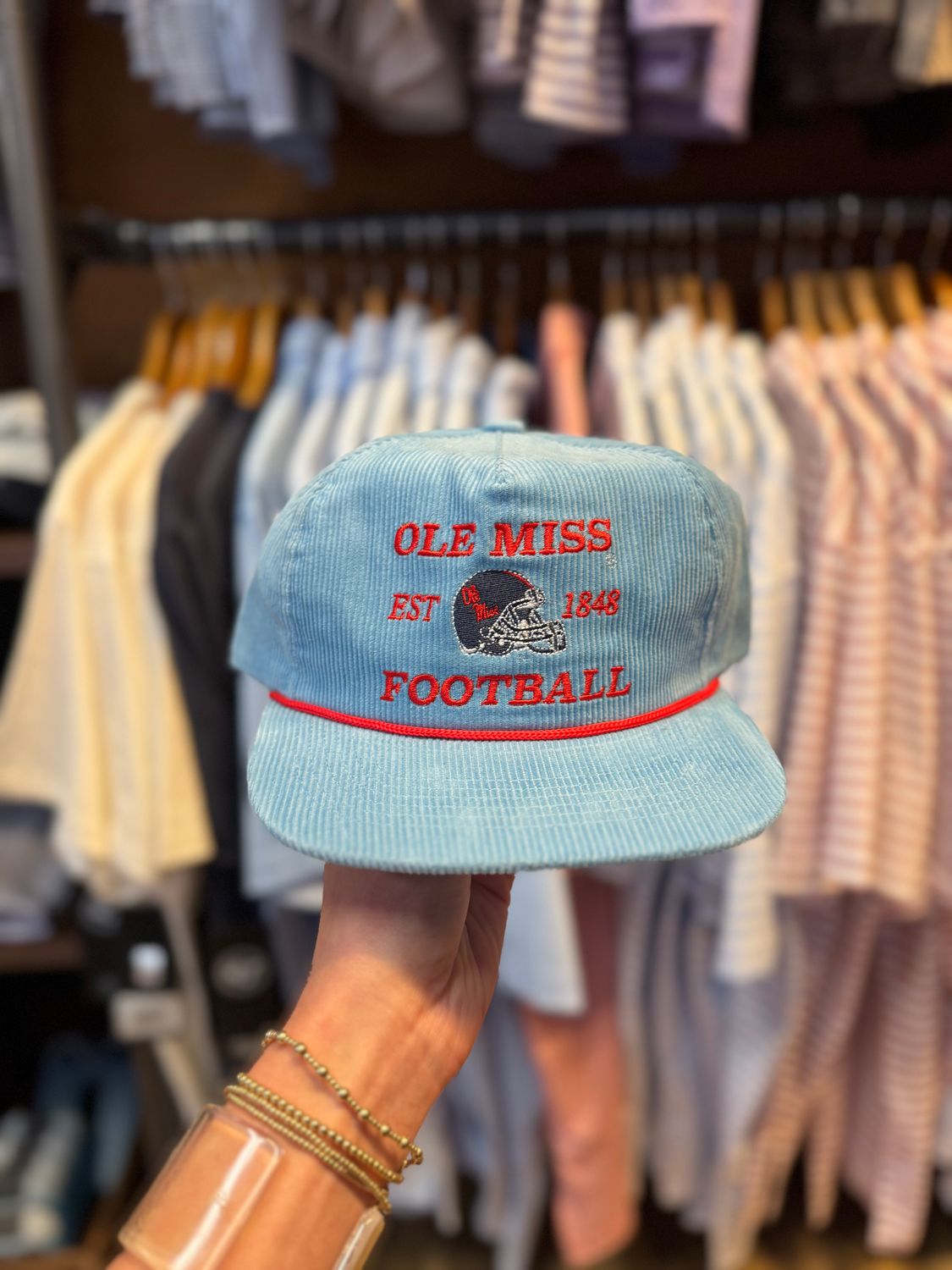 Ole Miss Football Corduroy, Color: Powder Blue
