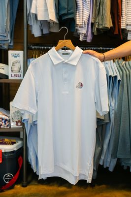 Ole Miss Powder Blue Helmet Jacquard Polo
