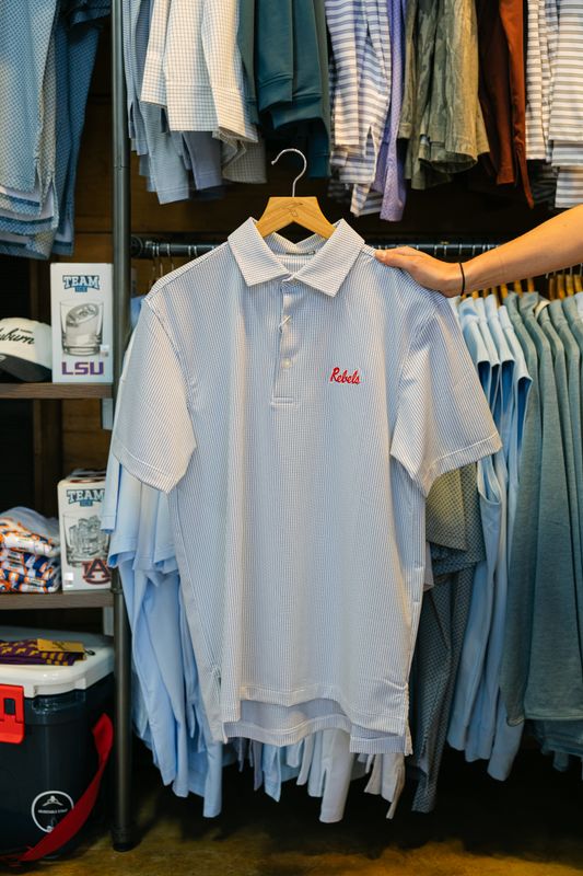 Ole Miss Rebels Script Navy Jacquard Polo