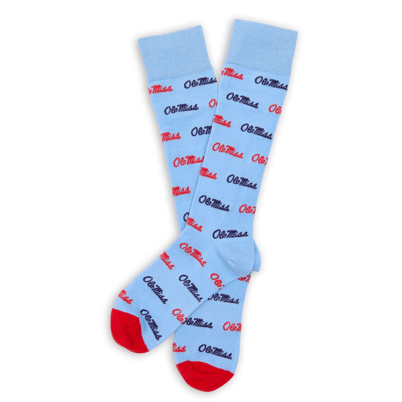 Ole Miss Script Dress Sock, Color: Powder Blue