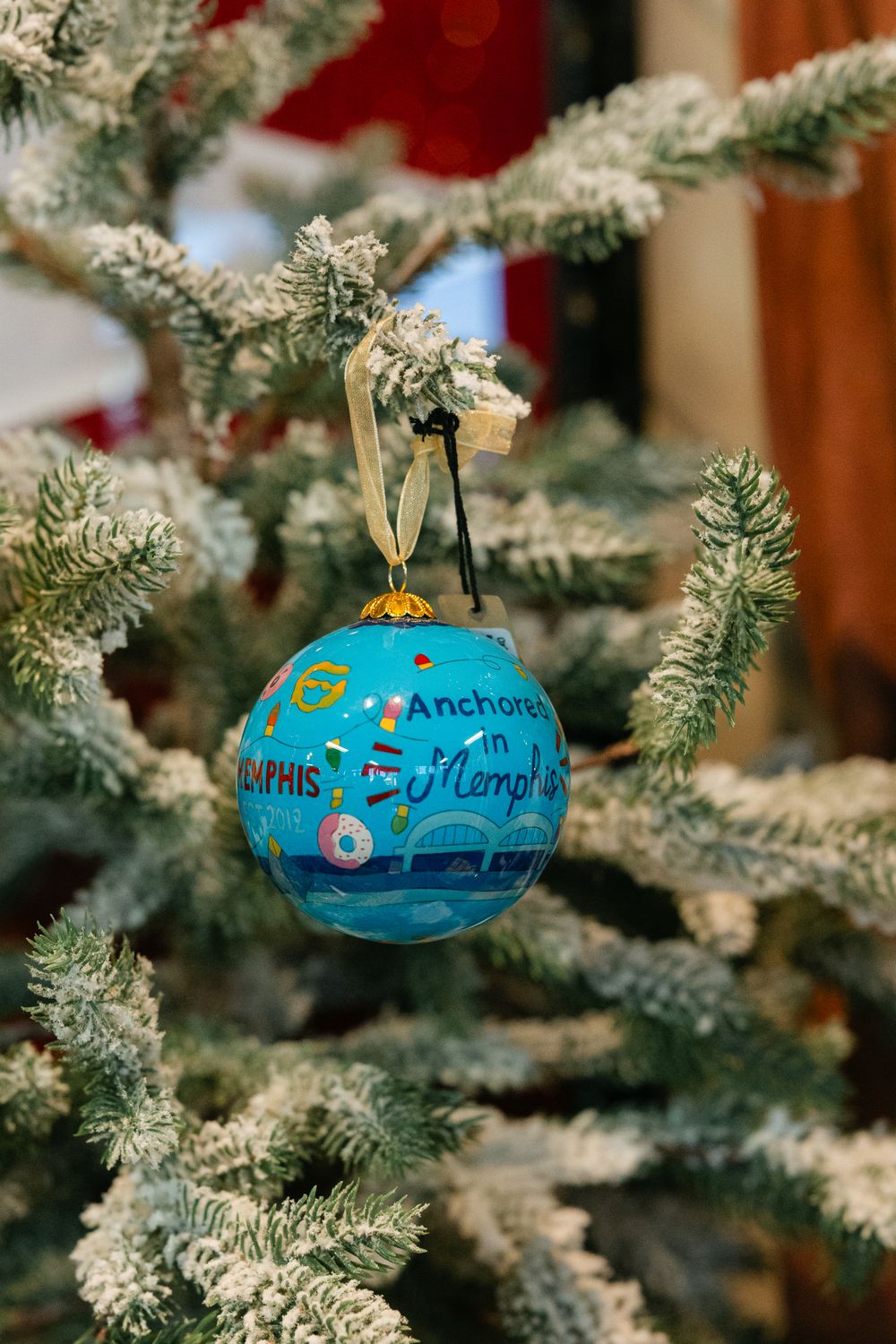 Anchored in Memphis Glass Ornament