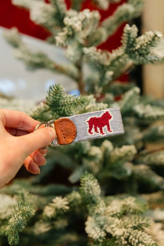 Mississippi State Bulldog Needlepoint Key Fob