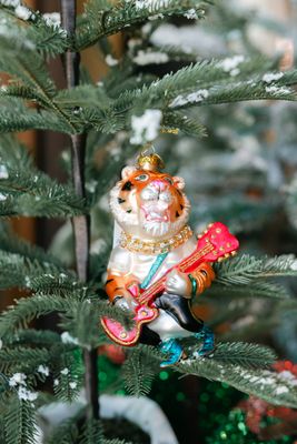 Rockstar Tiger Glass Ornament