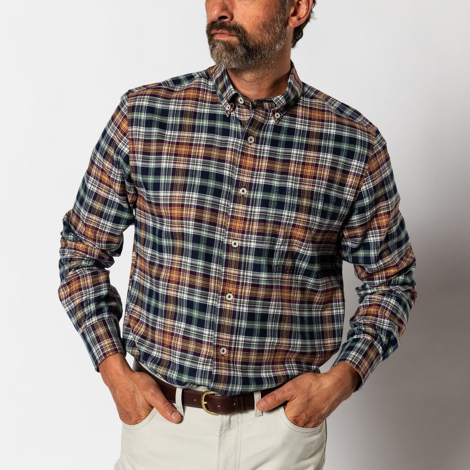 Eckard Plaid Cotton Flannel Sport Shirt