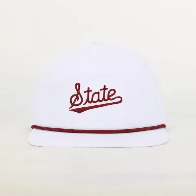 Mississippi State Script Poly Rope Hat - White