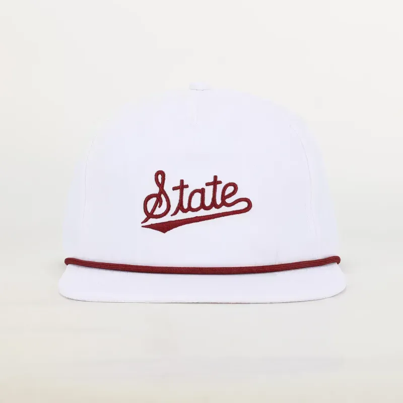 Mississippi State Script Poly Rope Hat - White