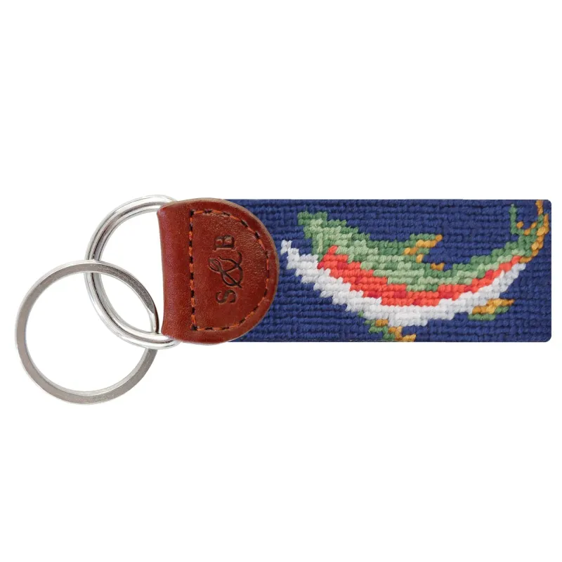 Rainbow Trout Needlepoint Key Fob (Classic Navy)