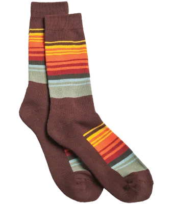 Great Smokey Mountains Stripe Crew Brown
