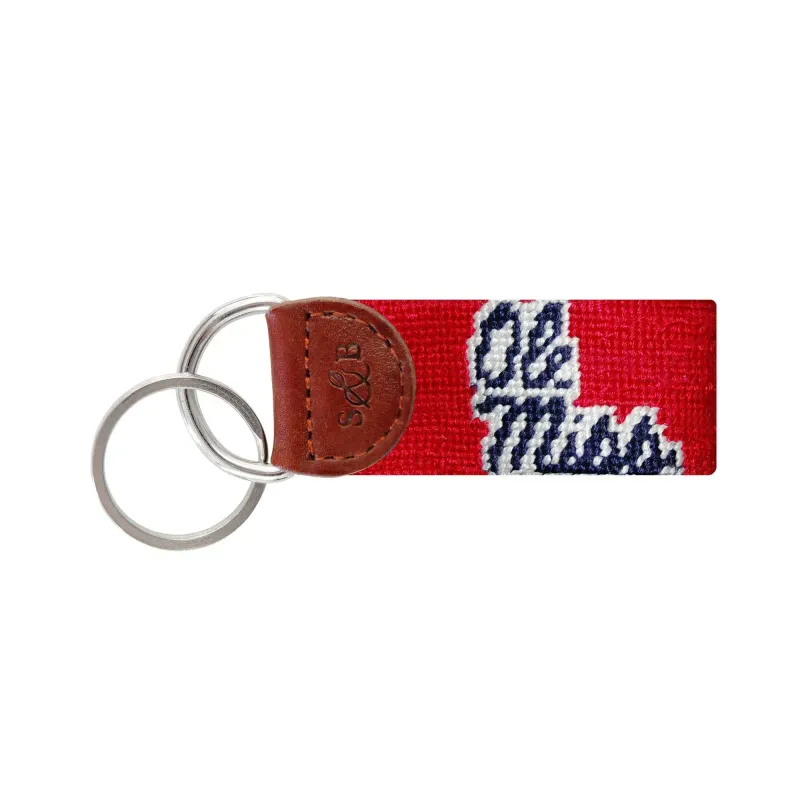 Ole Miss Needlepoint Key Fob (Red)