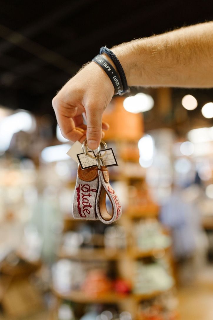 Mississippi State Script Needlepoint Key Fob