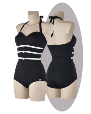 Bathing suit, black & white striped